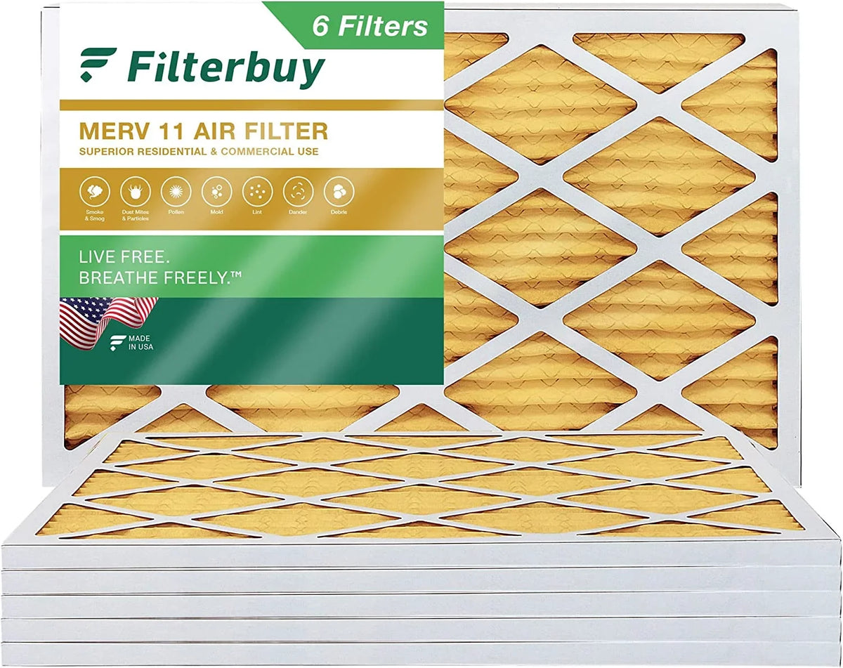 Pleated HVAC AC (6-Pack) Air MERV 11 Filters 8x16x1 Furnace Filterbuy