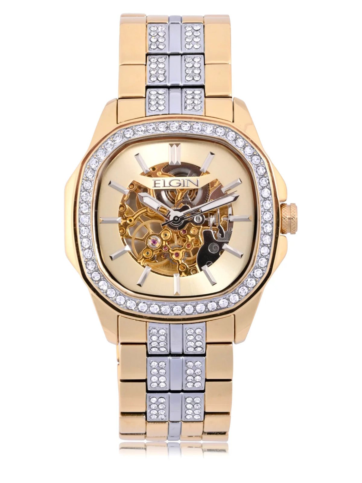 Brass with Watch Bezel Adult Male and Elgin Allow (FG180018) in with Gold Case Czech Stones