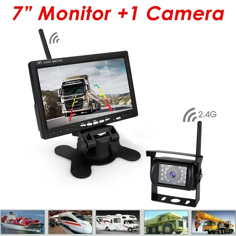 Parking 7" Truck RV, Wireless Backup Vehicle 1Pack for Kit: Vision, Night System Monitor Bus, Camera with Trailer, Waterproof