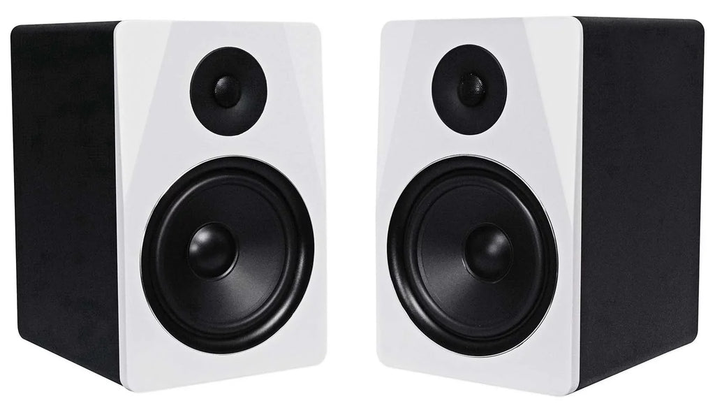 USB Studio 8" Rockville APM8W Monitor Black Speakers+28" Stands Premium (2)