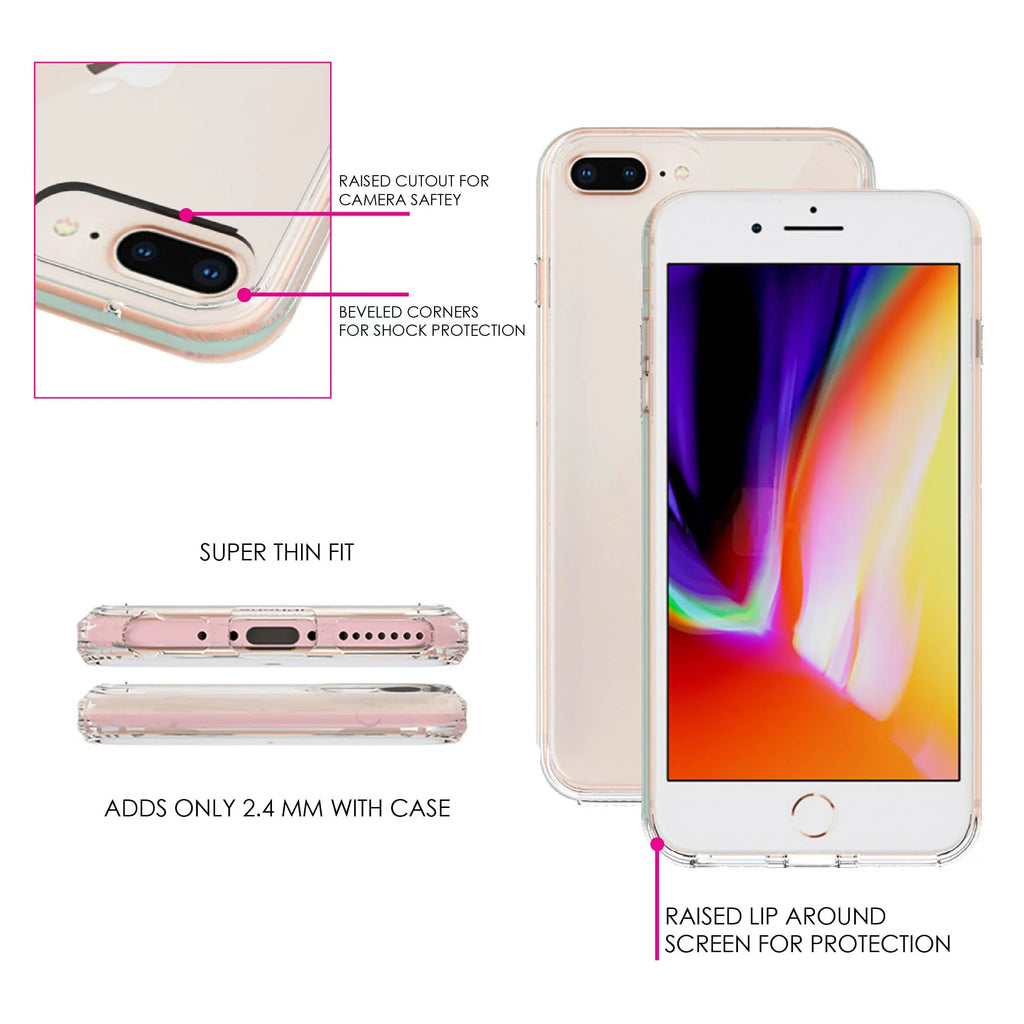Case I Scuba Rubber Hybrid Go Back Acrylic My DistinctInk PLUS iPhone Tempered (5.5" TPU Diving Screen Clear Wearing Shockproof 8 PLUS Screen) / for Wet - 7 Glass Deep Bumper Protector &