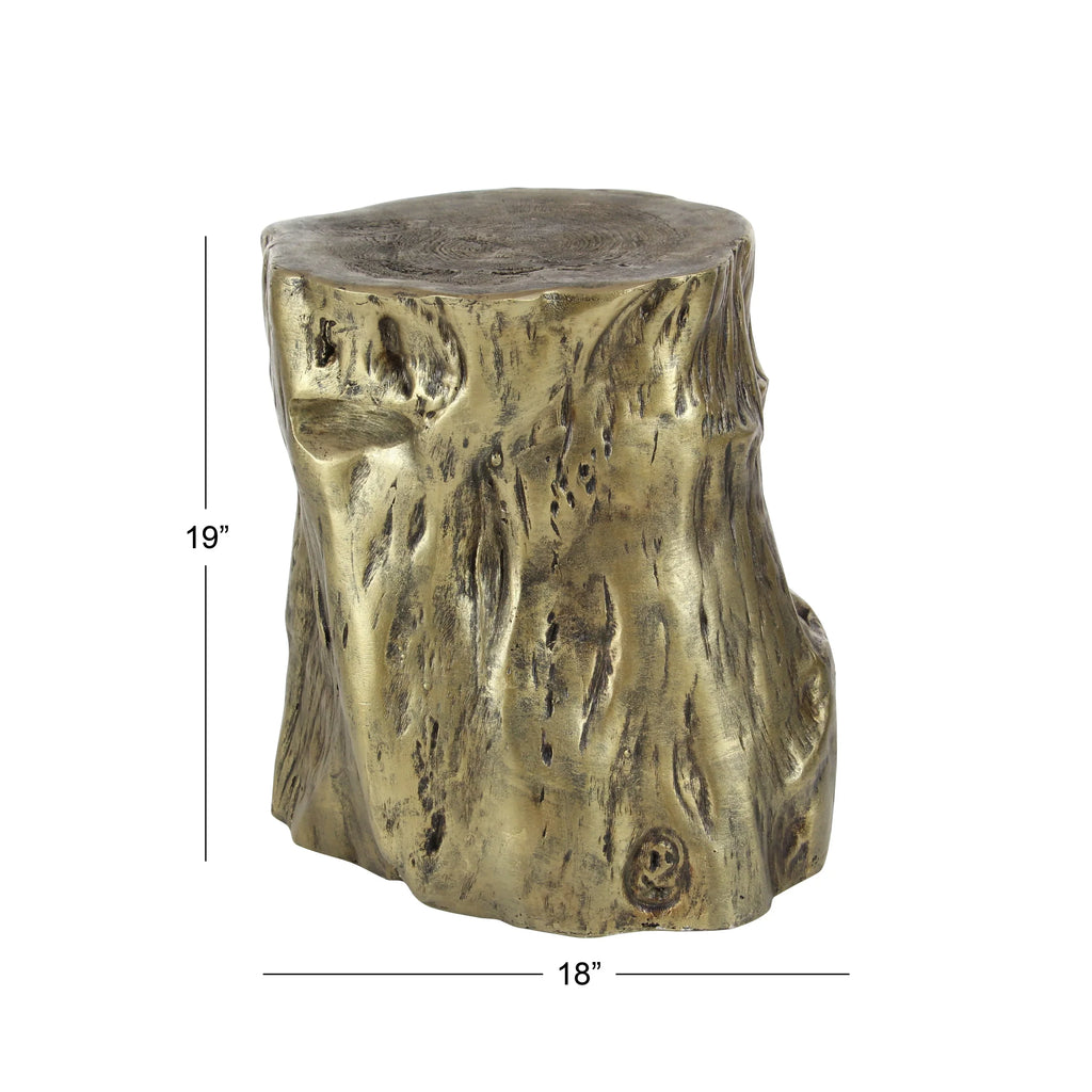 Grain with Carved Gold Table, x Finish 19"H Inspired Log Eclectic Wood Accent 18"W Chopped DecMode Gold Tree