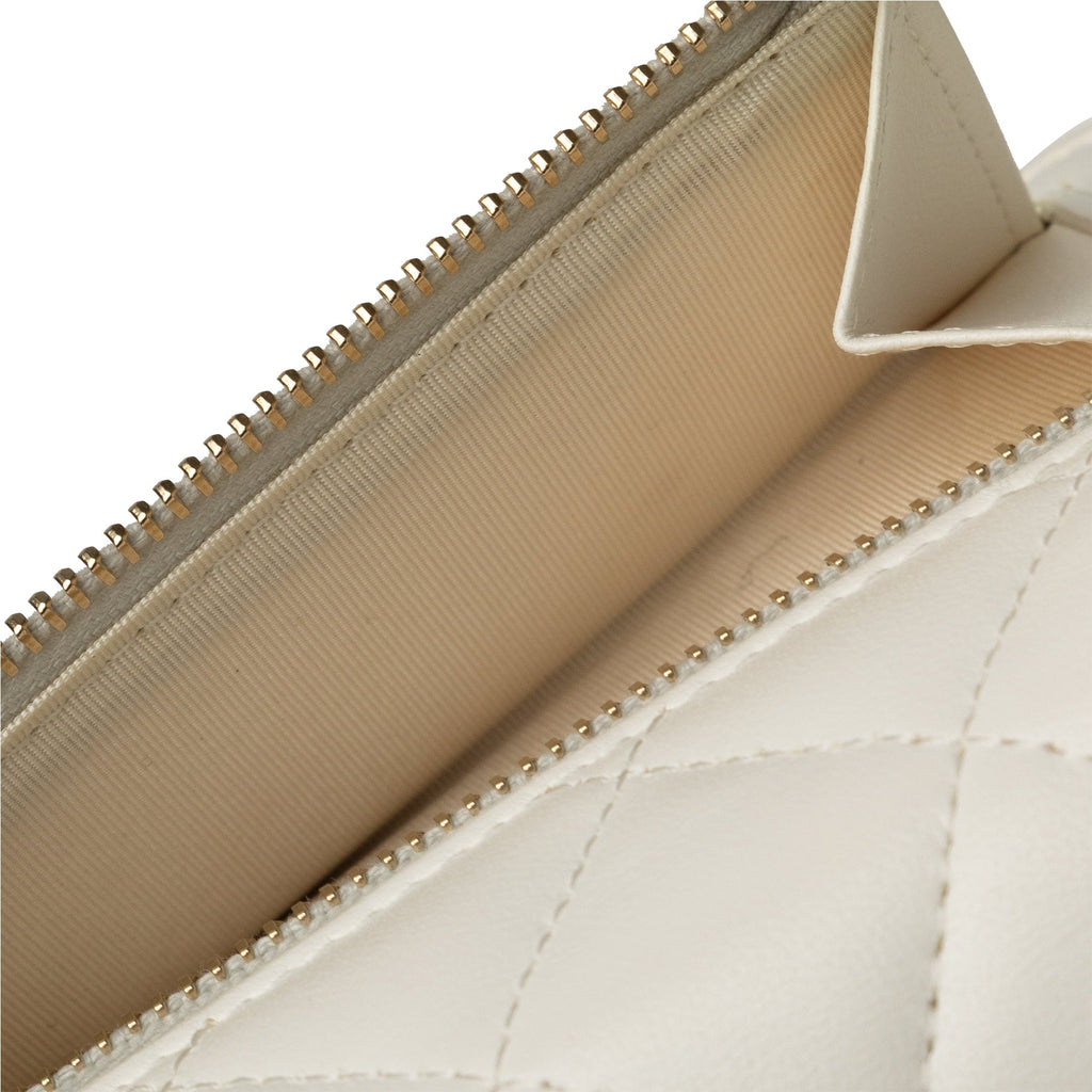 Leather (Good) Chain On Unisex Crossbody Pre-Owned Romance Authenticated Bag White Lambskin Wallet