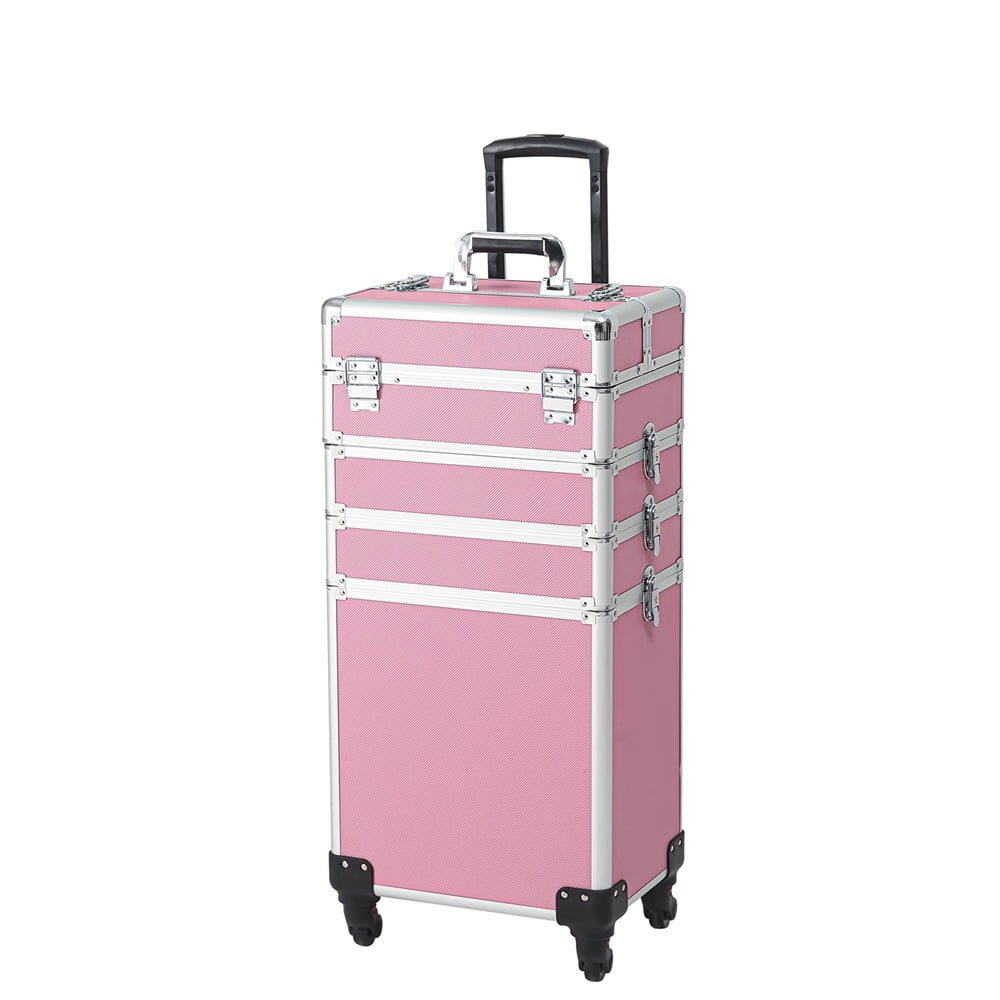 Makeup Case Trolley Case,Pink Case Zeng Drawers Makeup with Train Rolling