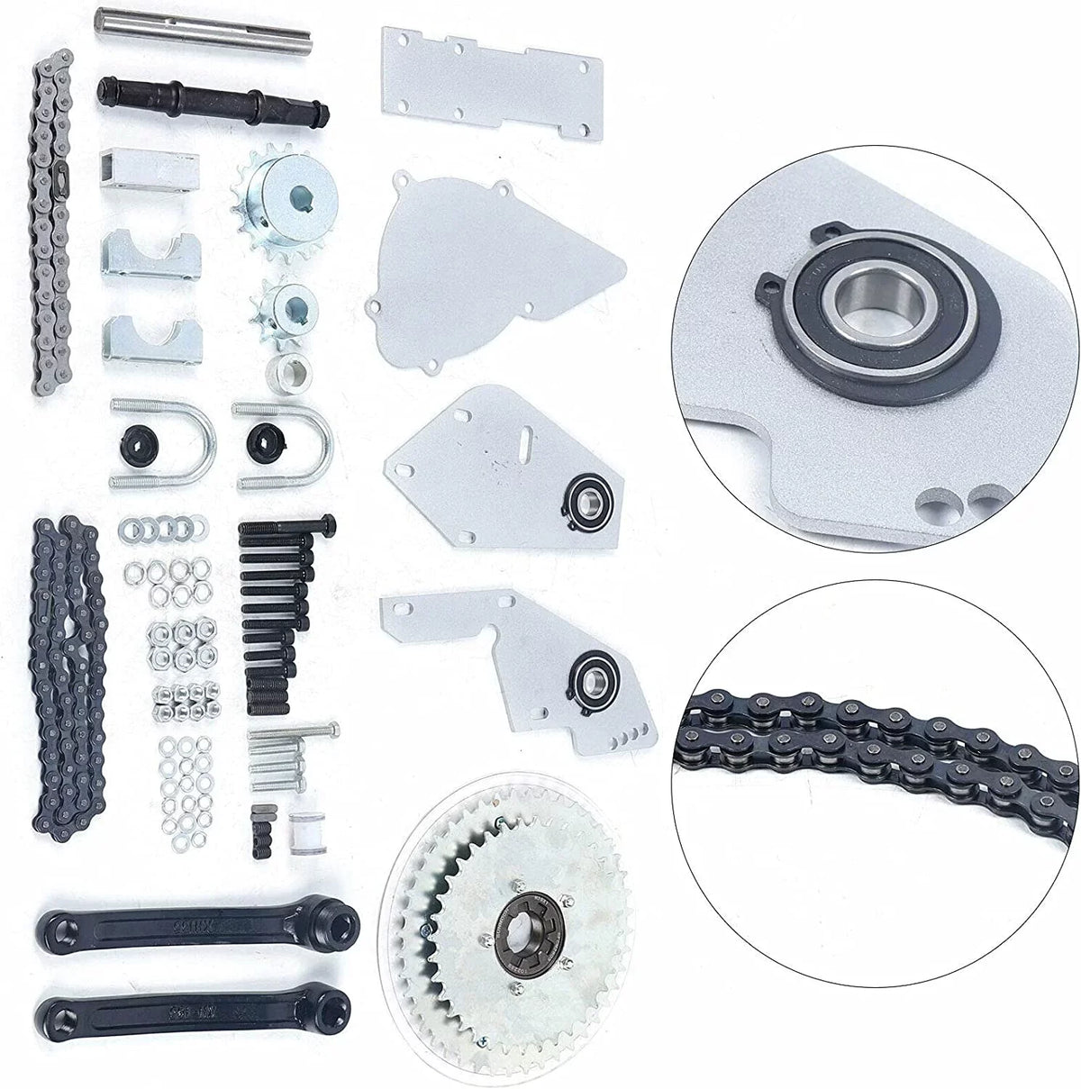 Gas Silver Conversion Bike Set Shifter Jackshaft 415 Chain Kit 2-Stroke Motorcycles for