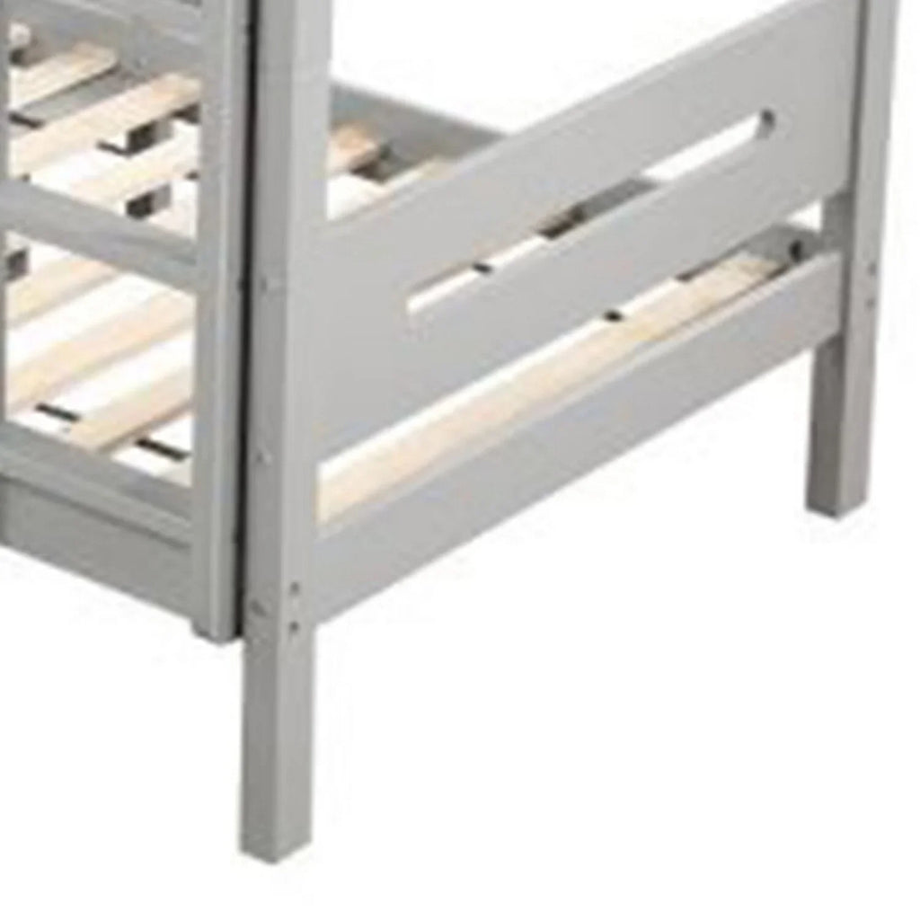 Bunk BenJara with Twin Ladder, Facing Pine Wood, Front White Solid Finish Bed Asin