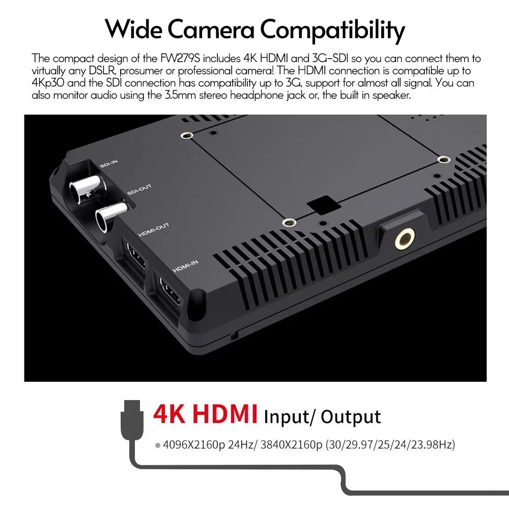 for Ultra Design Daylight Input FW279S Output Viewable Even Outside IPS 1920*1200 Viewable Inch 7 Thin in Field 2200nit / Panel 4K 3G-SDI Bright Sunlight Direct Monitor FEELWORLD