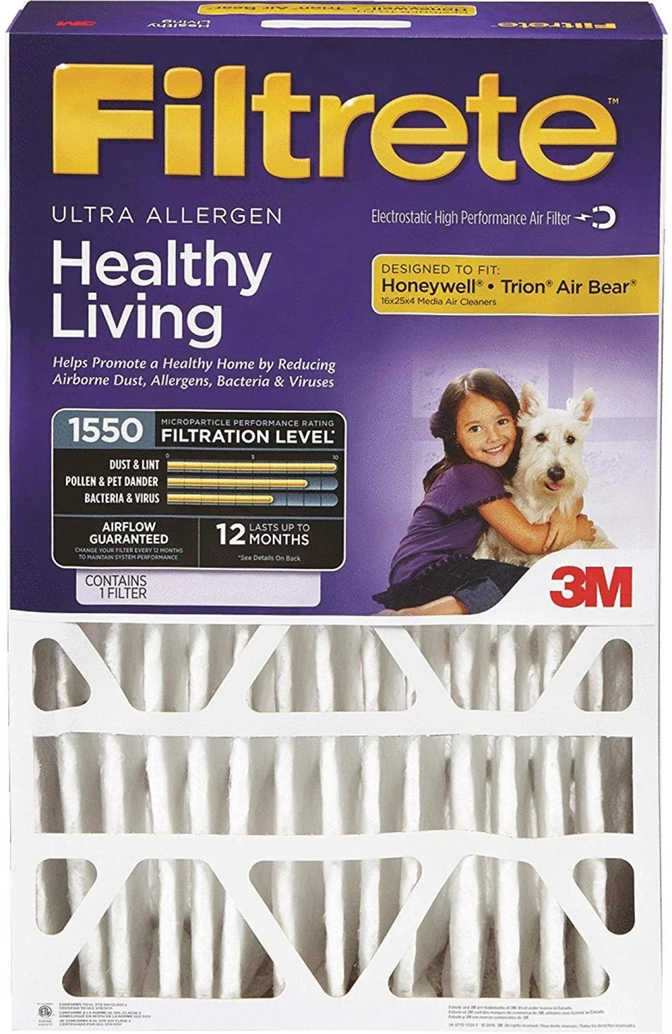 Reduction 3M X X 4" 16" 1550 Allergen DP01DC-4 25" Filters
