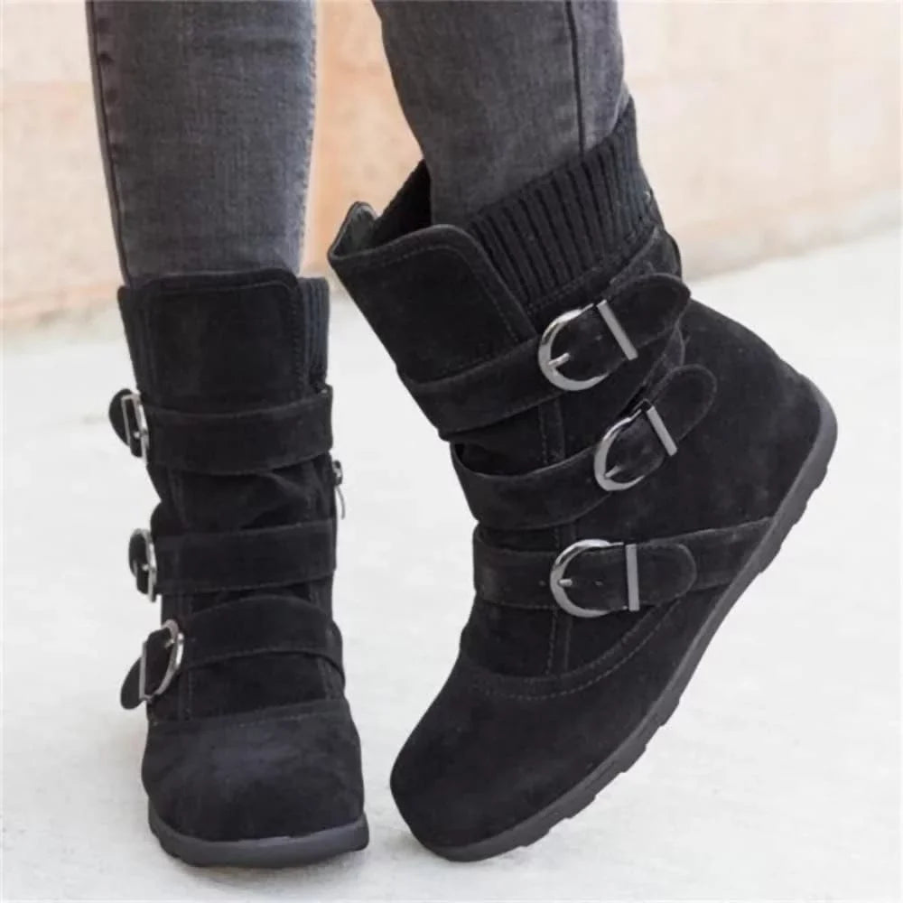 Shoes dimension Women Plus Classic Casual exterior Women Boots Winter Warm Flat Booties Snow Plush Boots Ladies Autumn
