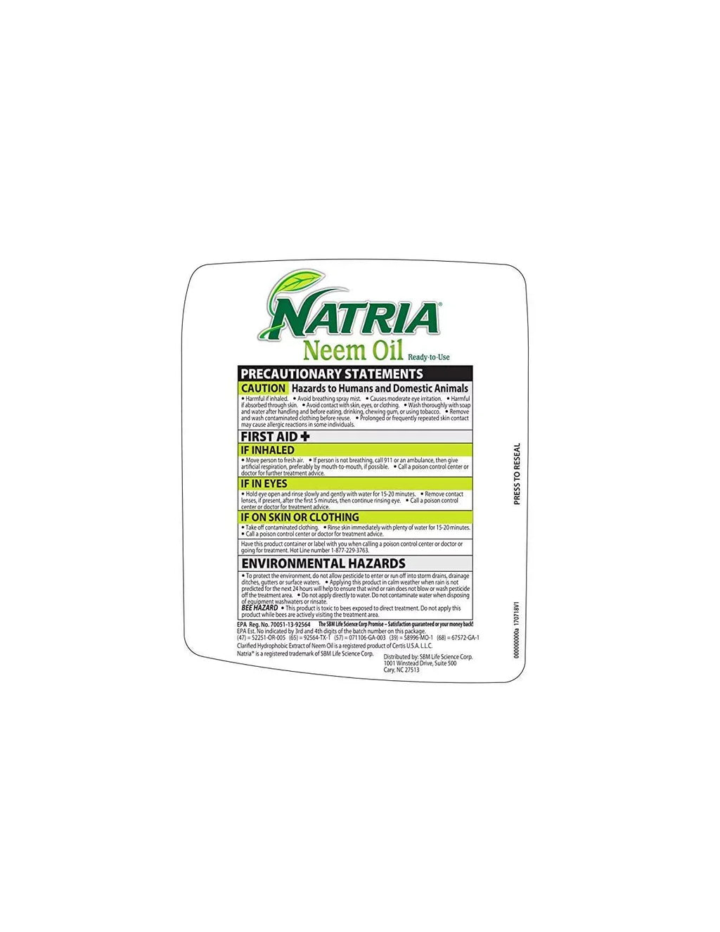 Pest 24-Ounce, and 706250A Disease Pack Oil of Control, Natria 2 Neem Ready-to-Use