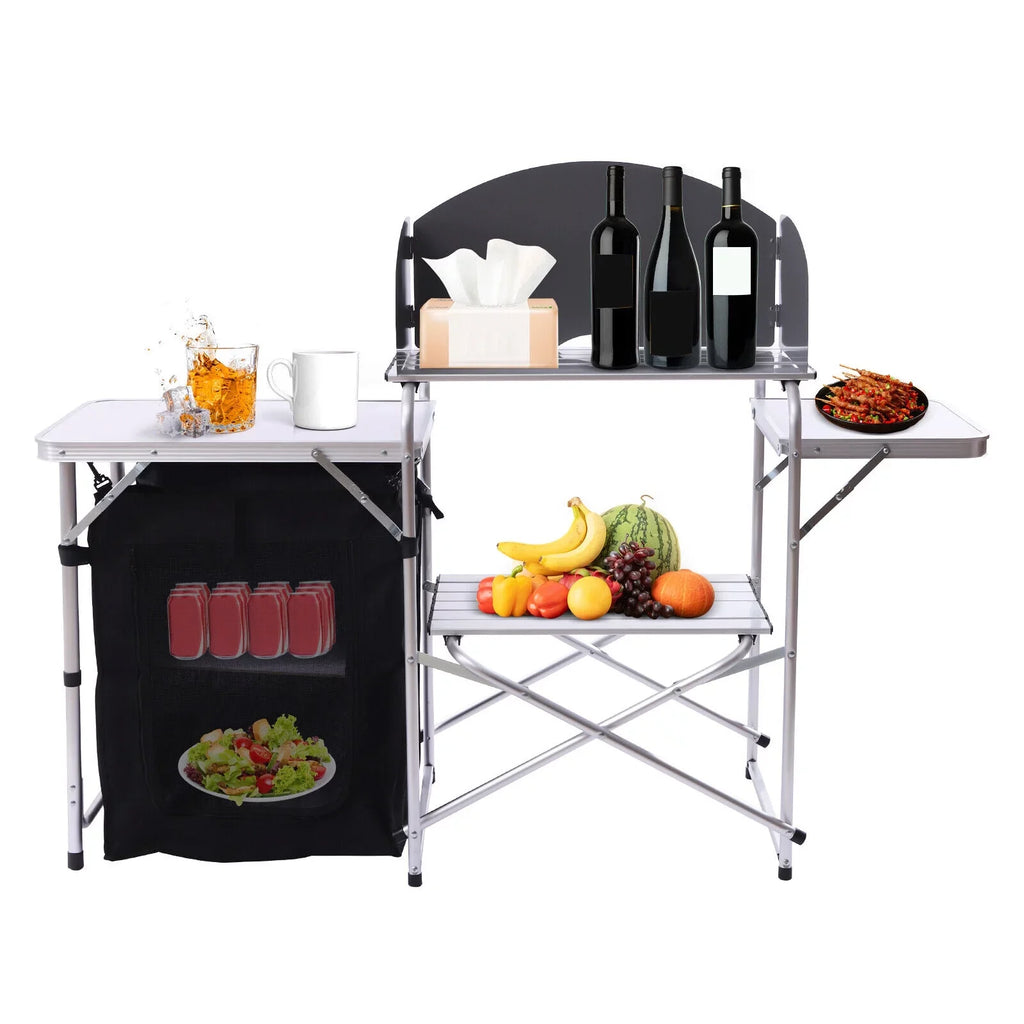 exterior with Detachable Table Windscreen DENEST Kitchen Camping Table Folding Cooking