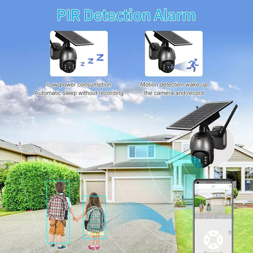 DFITO Motion Wireless HD AI PTZ 2-Way Audio, Waterproof, exterior Surveillance Camera, Detection CCTV Human 1080P IP66 Security Detection, WIFI PIR Camera Solar Camera Security