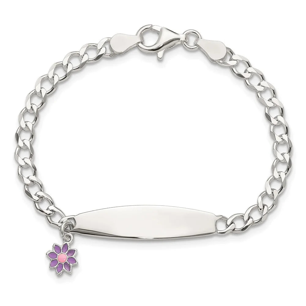6inch Enameled 925 Bracelet ID Auriga for Flower Women Silver Sterling Polished