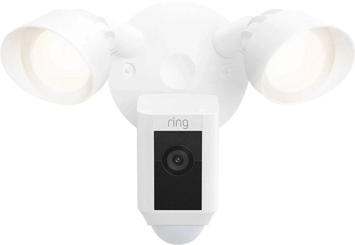 exterior, Ring_Floodlight WiFi, with (Refurbished) Motion Wired IP/Network HD, Activated Restored Cam Release, 2021 Plus White,