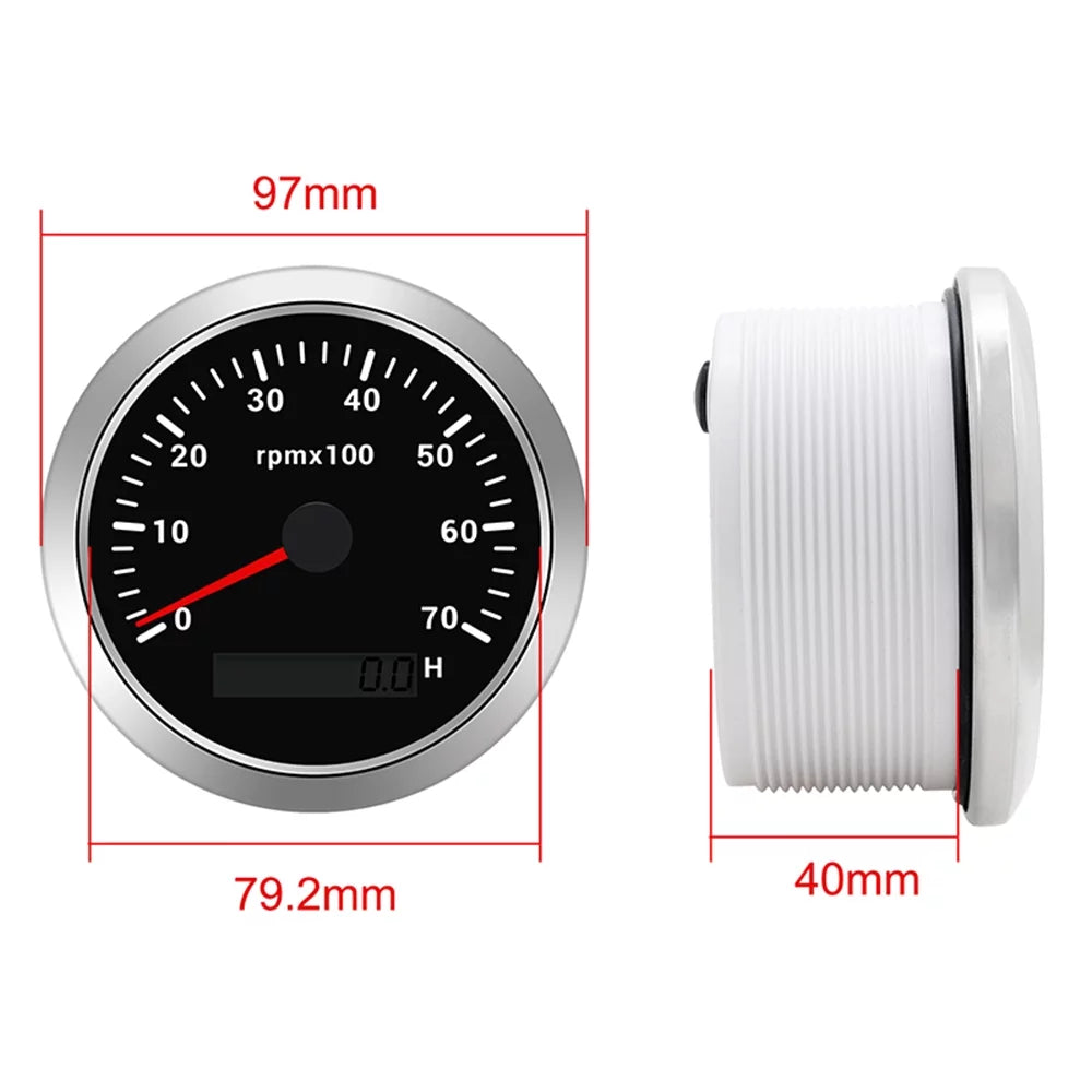 Boat Geloo Tachometer 0-7000RPM Hour 85mm Tachometer Marine Waterproof Meter Gauge