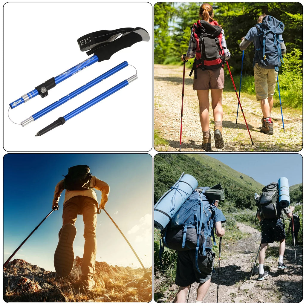 Trekking Pack Collapsible Mud 2 Poles, Blue with Uxcell Pole Hiking 51 Basket, Dark Inch