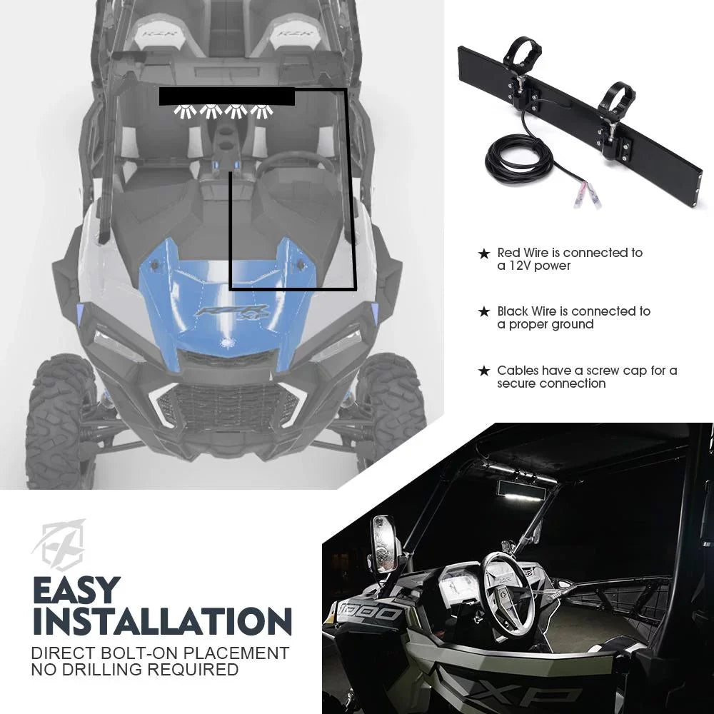 View LED 1.75"-2" UTV Rollbars Xprite Rear 17.5" Lights Integrated W/ Fits Mirror Curved