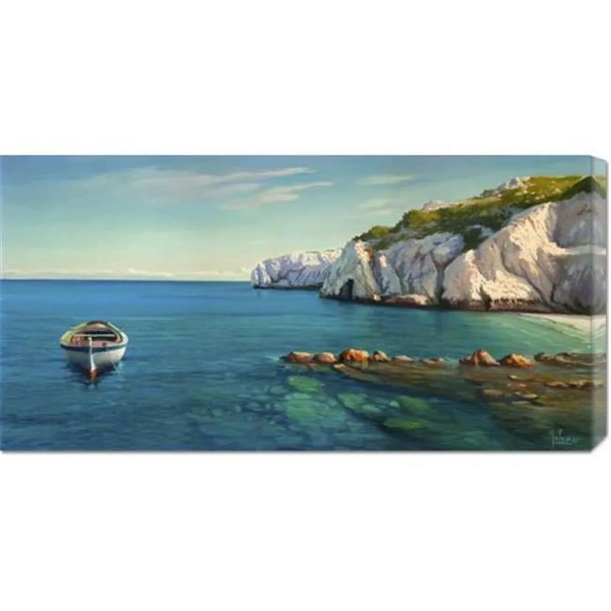Galasso Adriano Stretched mediterranea' Canvas 'Caletta