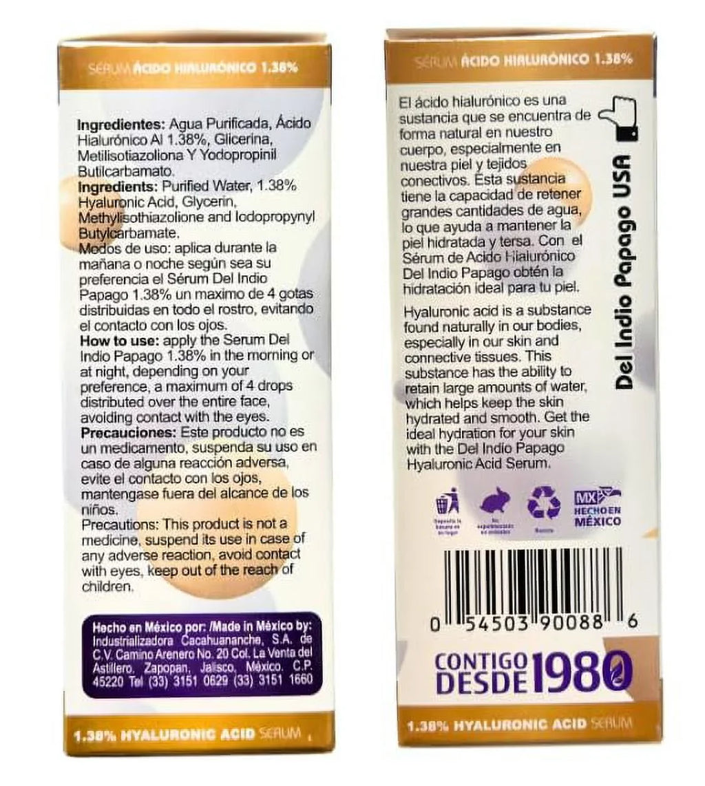 Acid each) + (3.38 Serum & Soap Papago Del Hyaluronic (2oz Oz) Day Fl + creams Indio Tepezcohuite (125g) Tepezcohuite Night