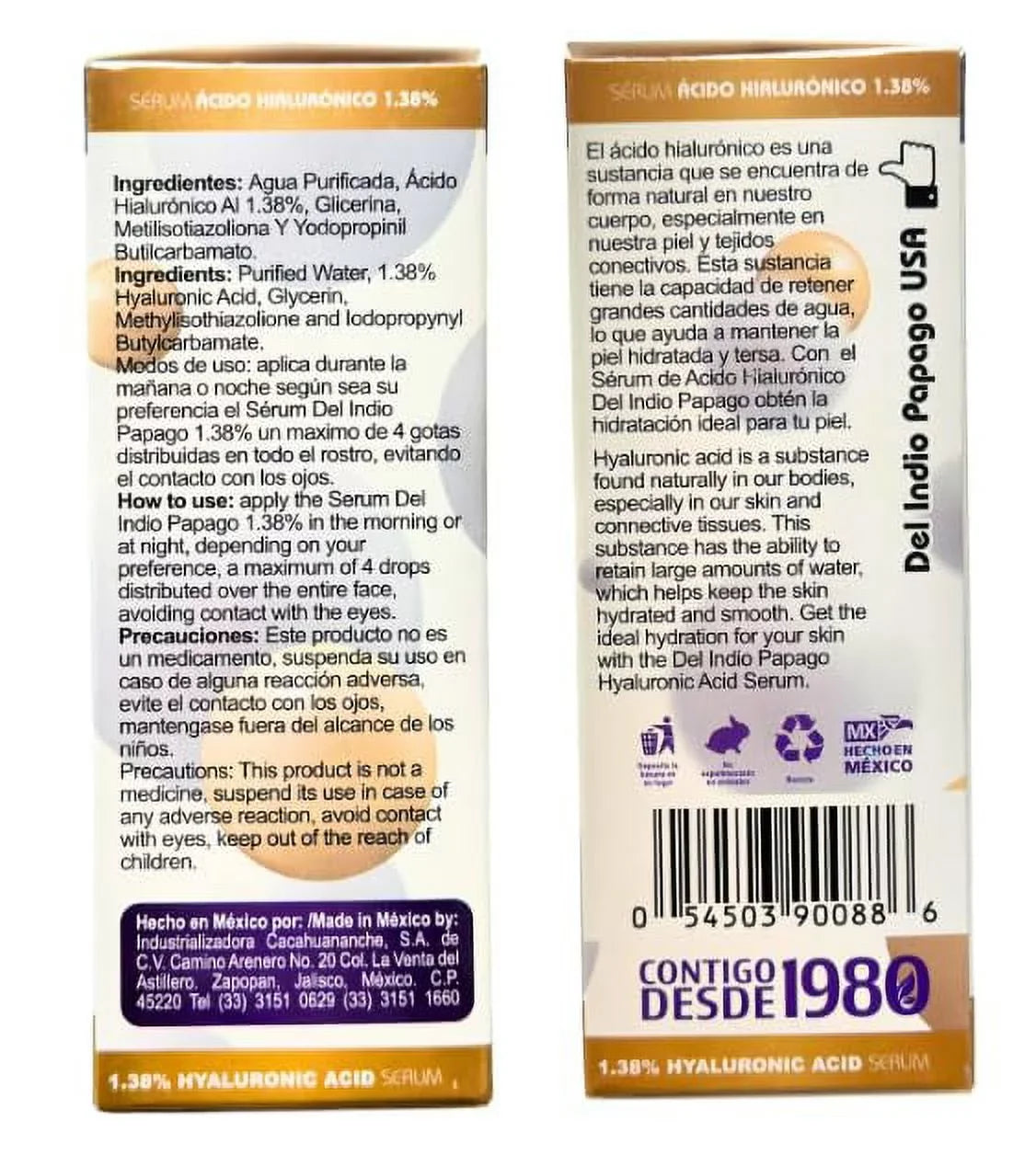 Acid each) + (3.38 Serum & Soap Papago Del Hyaluronic (2oz Oz) Day Fl + creams Indio Tepezcohuite (125g) Tepezcohuite Night
