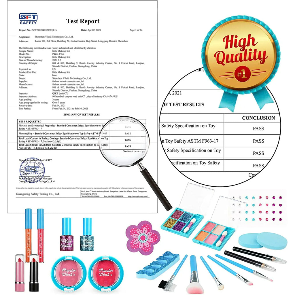 Toddler & Cosmetic Old for Gift Makeup Makeup Girls, (Blue) Makeup Washable with Makeup 3-12 Set Kids Toy Bag, Safe for Years Girls 24 Non-Toxic Frozen Kids Kit Princess, Pcs Set Toys for Real Kit