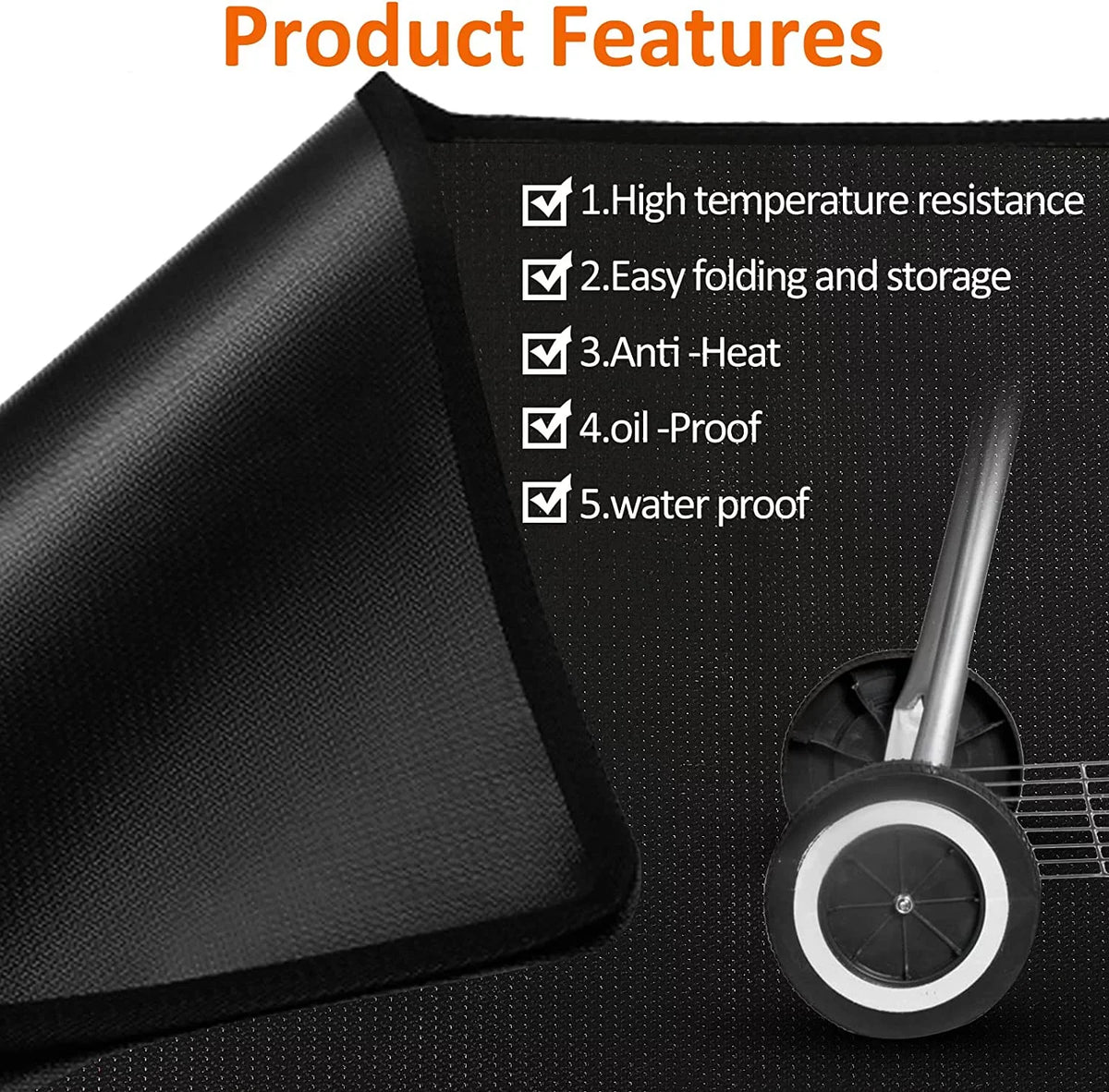 Mat BBQ Charcoal, for Grill for Mat Indoor exterior Mat Gas Fireproof 60*48inch AXOMRFC Black Flat Protector, Pit Deck for Smokers, Top, Grill, Grills, Grill Under Mat, Mat Fireplace Fire exterior