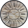 Clock, French Wall Ideal Decor for Metal Sorbus Roman Living Paris Analog Oversized Centurion Parisian Hands, Clock, Wood Large Round Rustic Farmhouse Country 24” Decorative Room, Numeral Modern