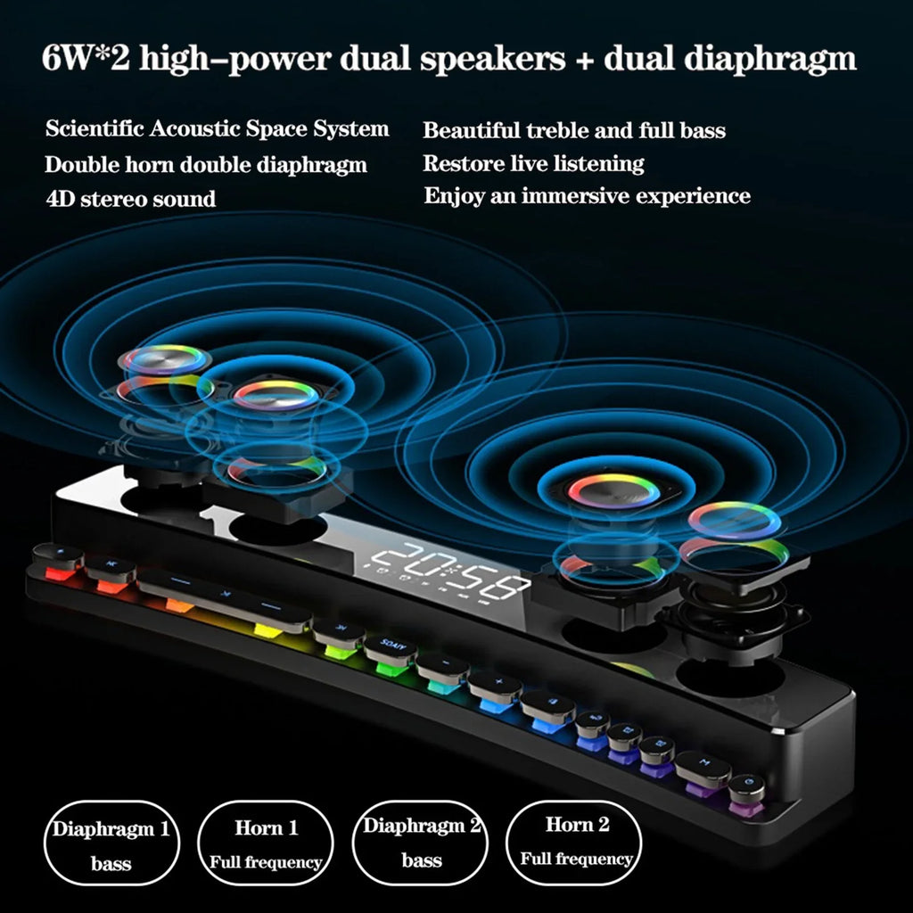 PC Stereo Tablet Stereo Box Computer Bass Input 3600mAh Laptop HiFi BT Speaker for Music Sound Audio Subwoofer Game Speaker Clock Surround Wireless Bar 3D 3.5mm soaiy/SH39 Player Smartphone MP3 Sound
