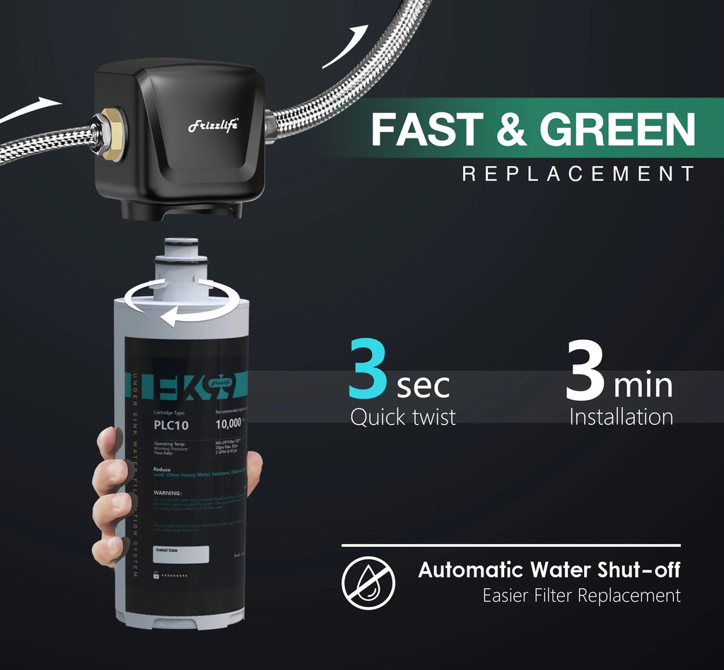 Taste&Odor,High 99.99% Chlorine, Lead, FK99 Micron, liquid Remove Sink Bad System, Filter 0.5 Capacity Frizzlife Under