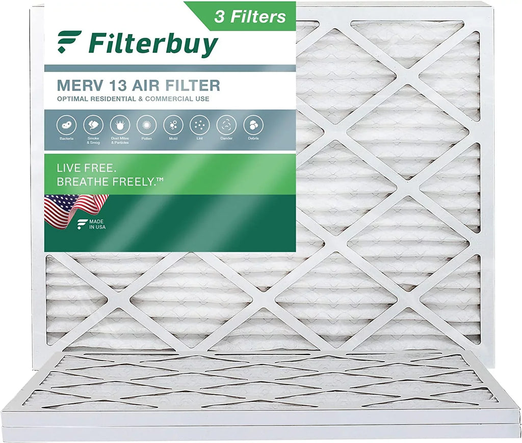 Filterbuy Air Pleated Furnace HVAC 13 MERV 18x20x1 Filters AC (3-Pack)