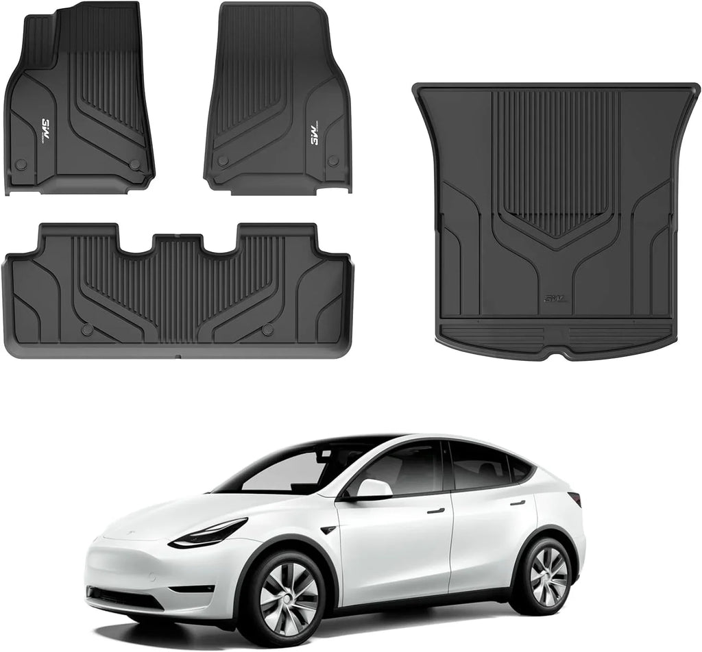 Tesla Floor climate Liner 2020-2023 Floor Fit for Tesla Mats Y & TPE Mats Cargo Y Trunk Liner 1st&2nd Car All Black and Row Model Custom for 3W