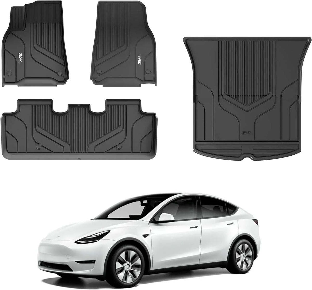 Tesla Floor climate Liner 2020-2023 Floor Fit for Tesla Mats Y & TPE Mats Cargo Y Trunk Liner 1st&2nd Car All Black and Row Model Custom for 3W