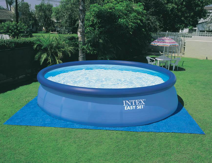 Above Ground Metal Inflatable Frame Intex Pool & x 18ft Round Ladder, Pump with Cover 48in