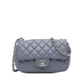 Crossbody Lambskin Single Mini Unisex Leather Pre-Owned Classic (Fair) Bag Flap Rectangular Authenticated Gray