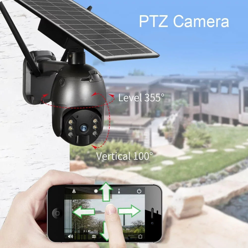 DFITO Motion Wireless HD AI PTZ 2-Way Audio, Waterproof, exterior Surveillance Camera, Detection CCTV Human 1080P IP66 Security Detection, WIFI PIR Camera Solar Camera Security