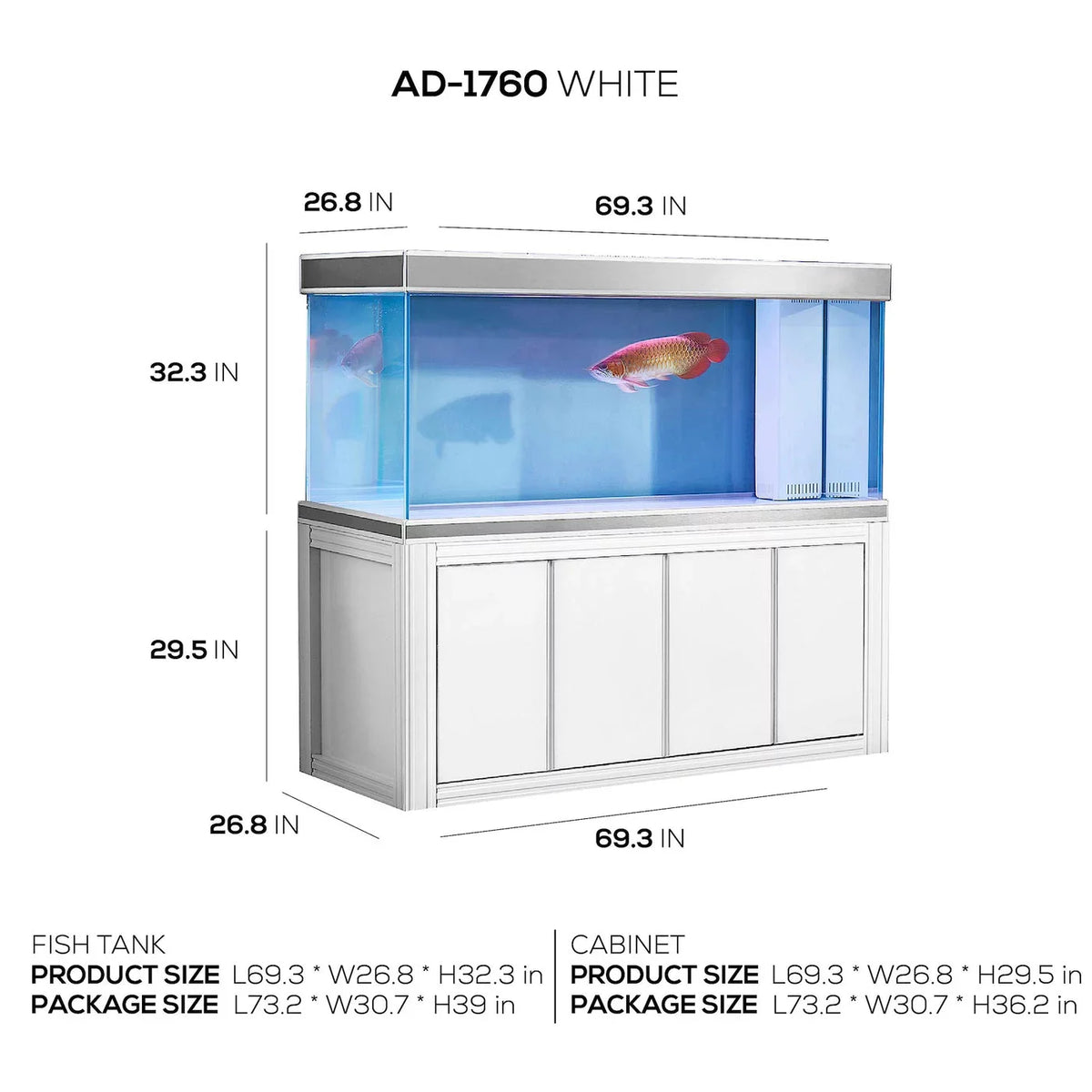 Tempered Glass White All-in-one Dream and Aquarium Aqua Gallon Silver 235