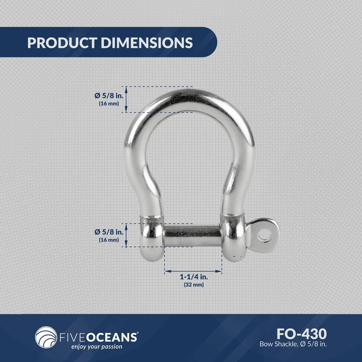 Pin Screw Steel Stainless for FO430 Oceans Shackle 5/8 Anchor Sailboat Shackles, Five Boat, Bow