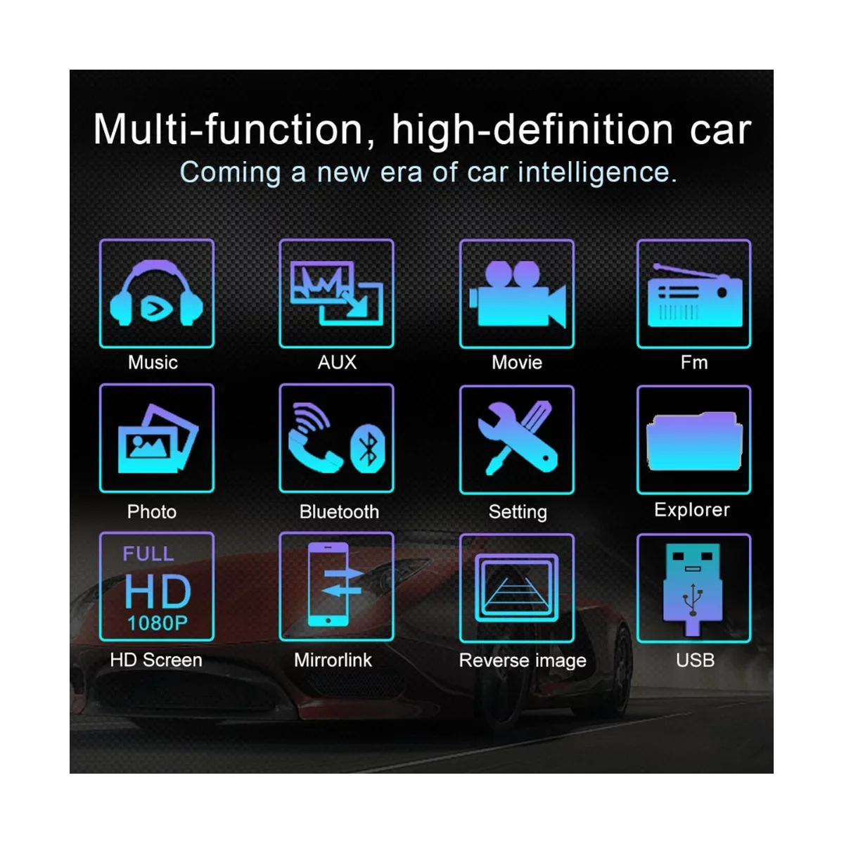 Camera Stereo Car with FM Din 7 Car Bluetooth Mirror Screen Radio Receiver with Backup Radio Link Audio and Inch USB Touch Remote Control Double