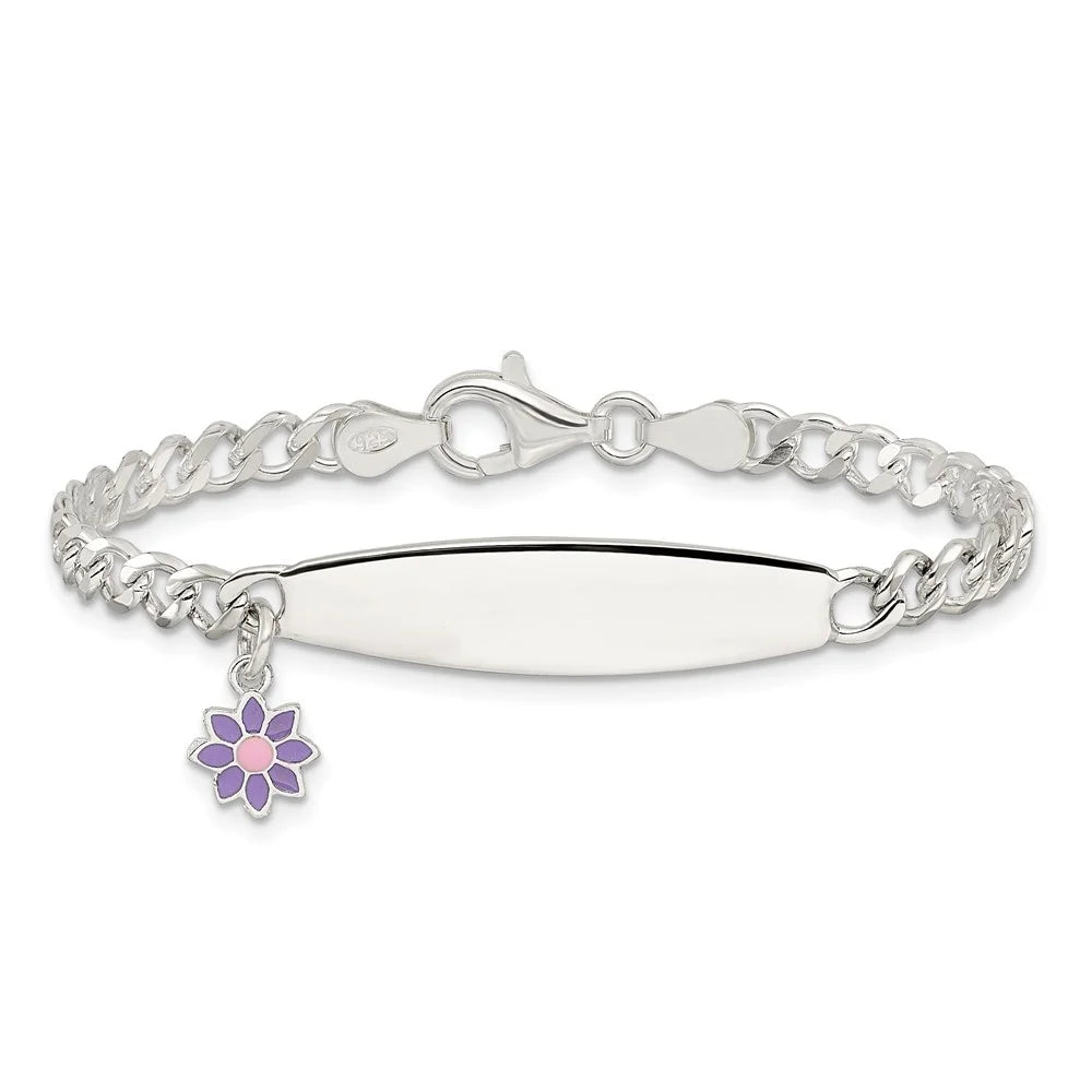 6inch Enameled 925 Bracelet ID Auriga for Flower Women Silver Sterling Polished