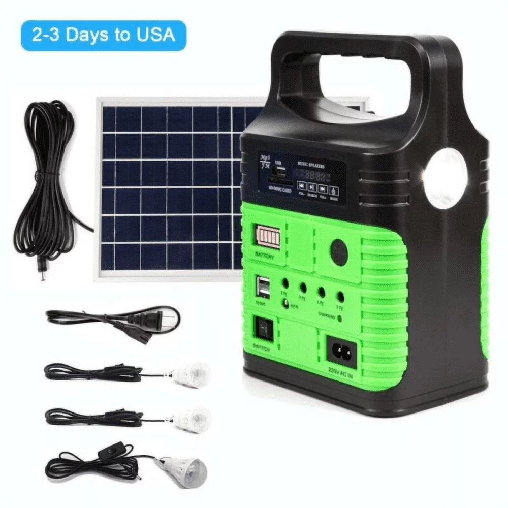 Flashlights, Panel, USB Camp Back-up Power Battery Solar exterior System Portable and Generator Lamps Solar 10W Charger with Home with Station Emergency Electric Power