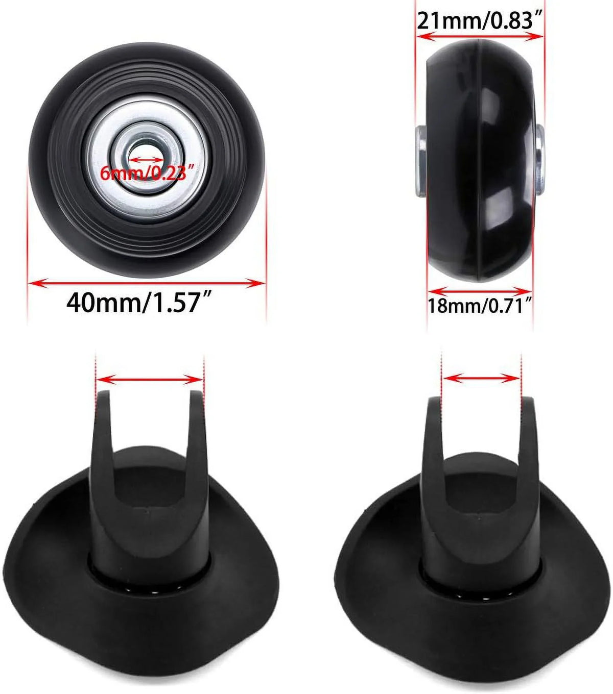 Repair Kits, x A Luggage Wheels, Swivel of Suitcase Bearings 4 Rubber OwnMy Caster 18mm Replacement Wheels Set 40mm