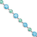 Green/Blue Q-QX970CZ Ice Sterling Rhod-pltd Silver w/1in 7.25 in ext CZ Bracelet