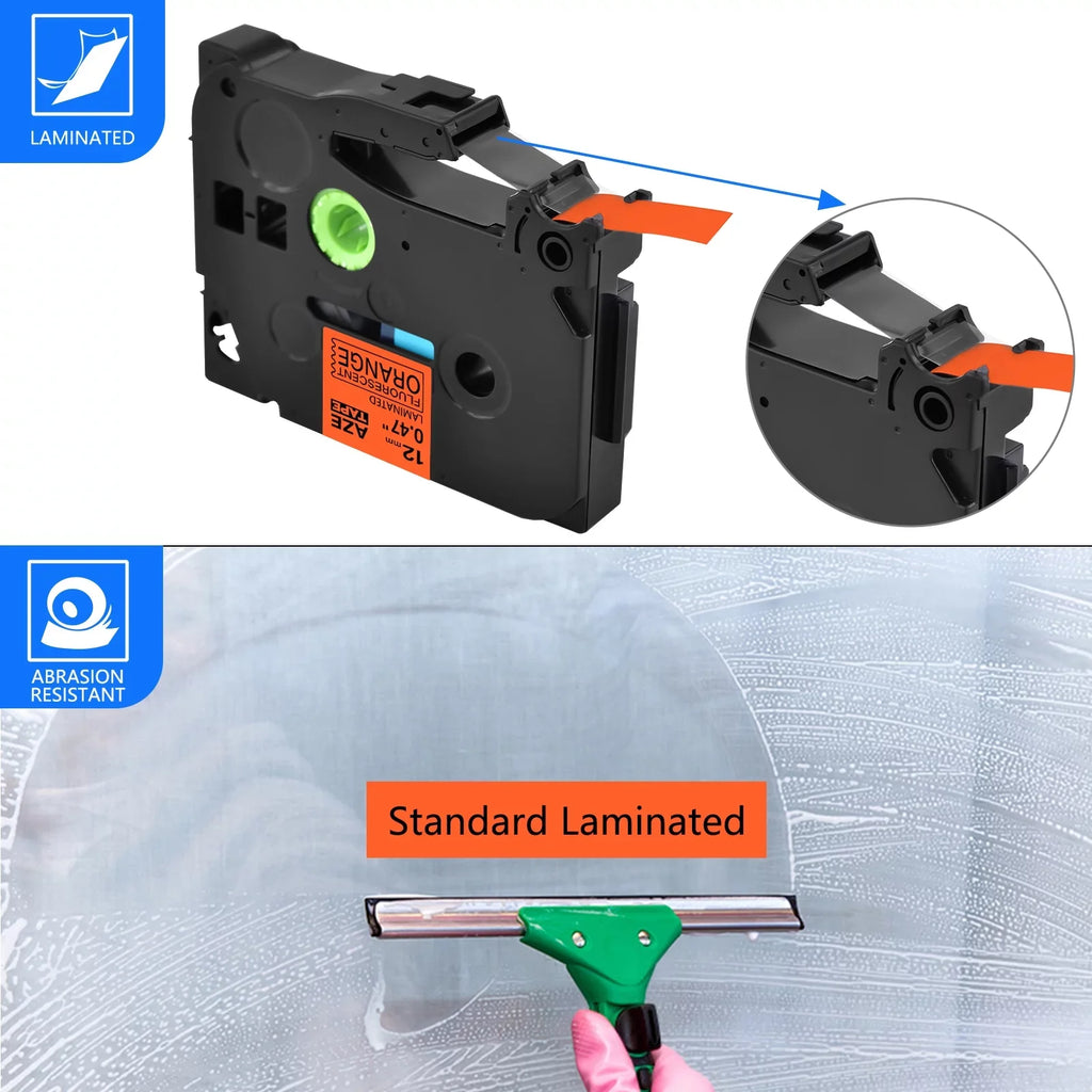 TZe 0.47'' TZe-B31 TZB31 D400 Tape Laminated TZ-B31 Pack for Brother Orange D210 Label 12mm TZ Maker on Cube Black Compatible 8 GREENCYCLE PT-D600 Label in P-Touch H110 TZeB31 use Fluorescent