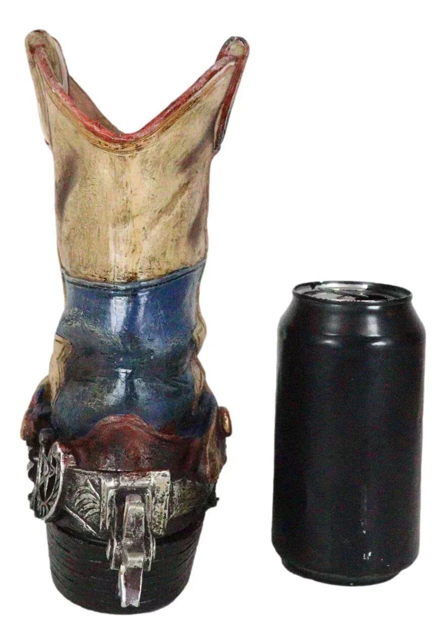 Vase Cowboy Boot Patriot Texas Floral Planter Spur Rustic Flag Star Western With