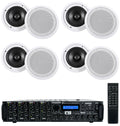 Rockville Home 8" (8) Ceiling Speaker w/ System Receiver Speakers+4-Zone 4-Room