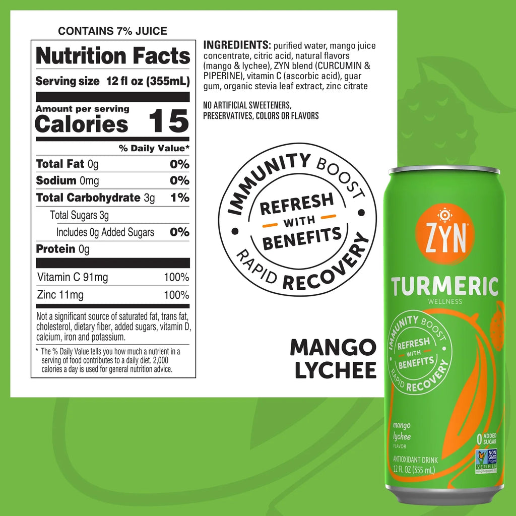 Immunity Recovery (6 Turmeric Wellness & Mango pack) Drinks ZYN - Lychee