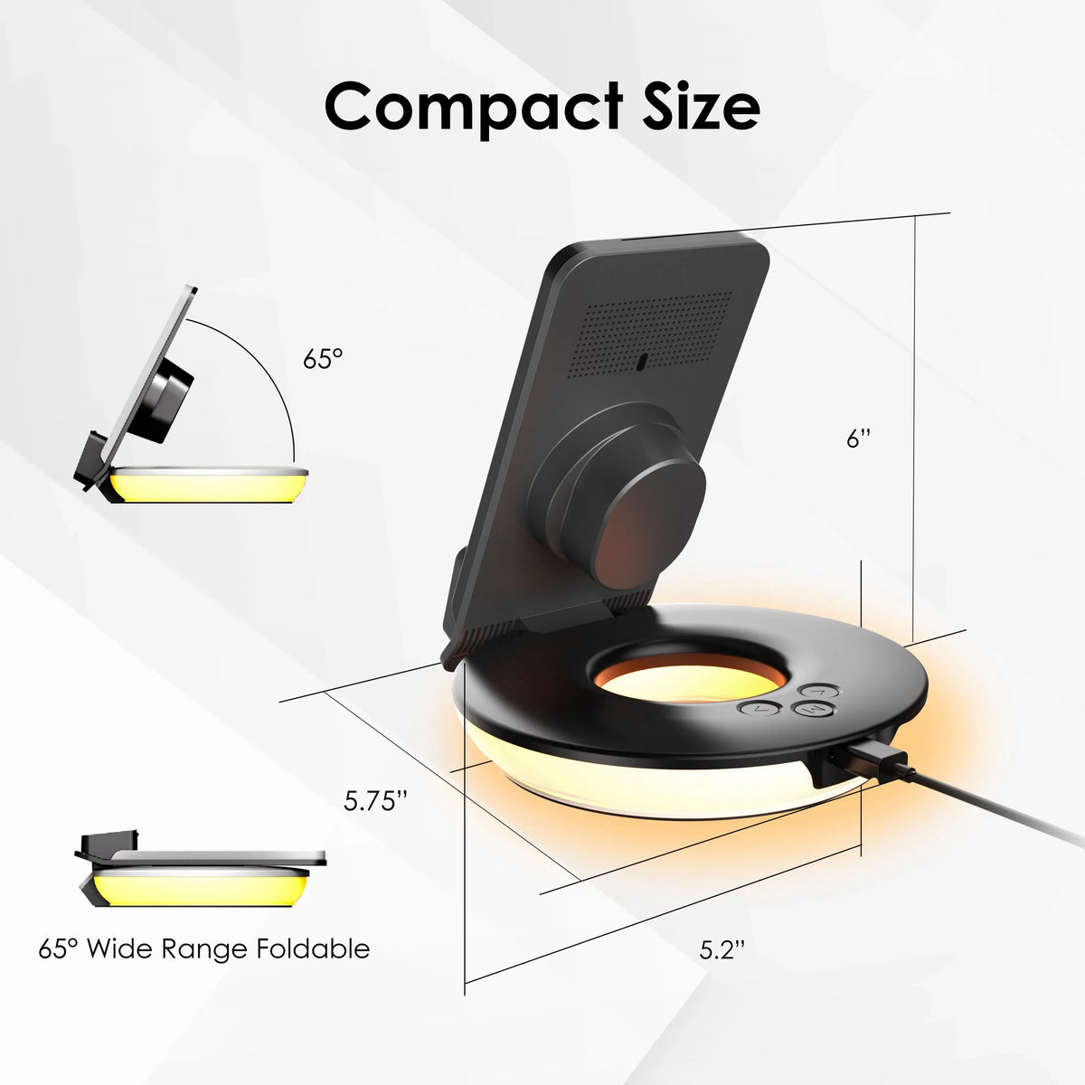 Lamps Station, RS7 Touch Charging Black - Wireless 3-in-1 Control, Table-Desk Rexing