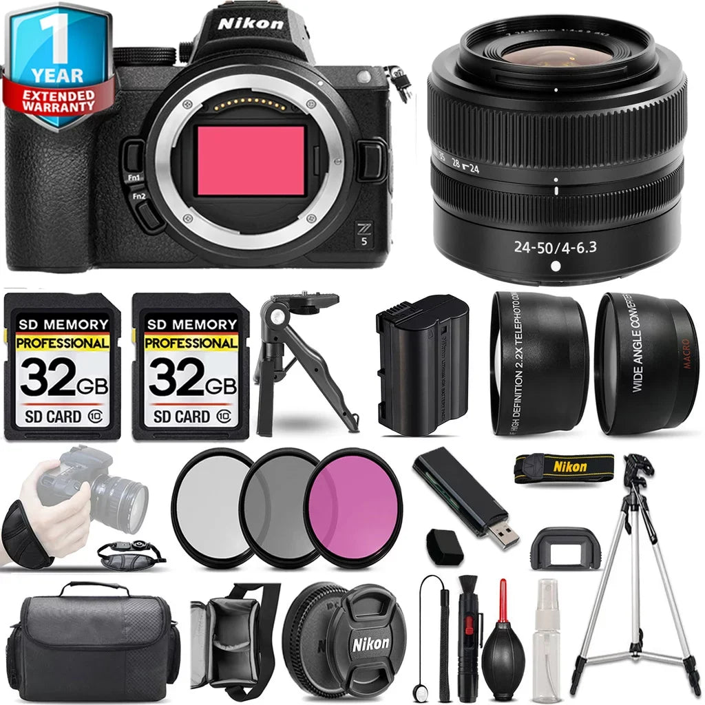 '+ Lens 0.43X Lens Set PC Filter Camera Lens + Z5 3 Wide Telephoto 24-50mm Angle + 2.2x f/4-6.3 Nikon Mirrorless with