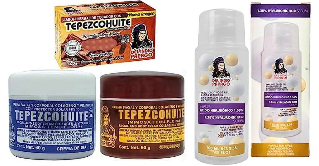 Acid each) + (3.38 Serum & Soap Papago Del Hyaluronic (2oz Oz) Day Fl + creams Indio Tepezcohuite (125g) Tepezcohuite Night
