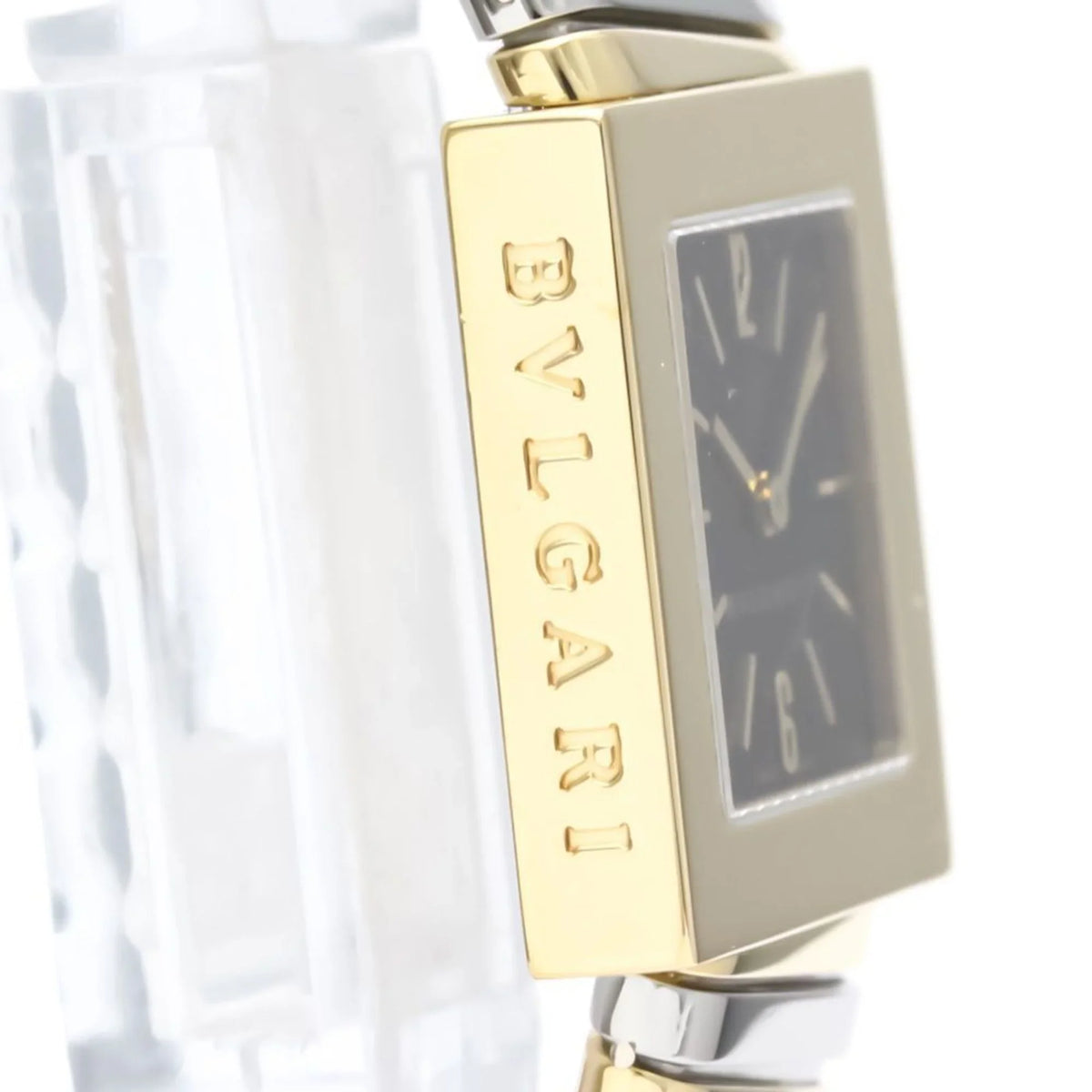 Gold Ladies Quartz BVLGARI Polished Watch (Good) 18K 2T Pre-Owned SQ22 BF552142 Steel Quadrato
